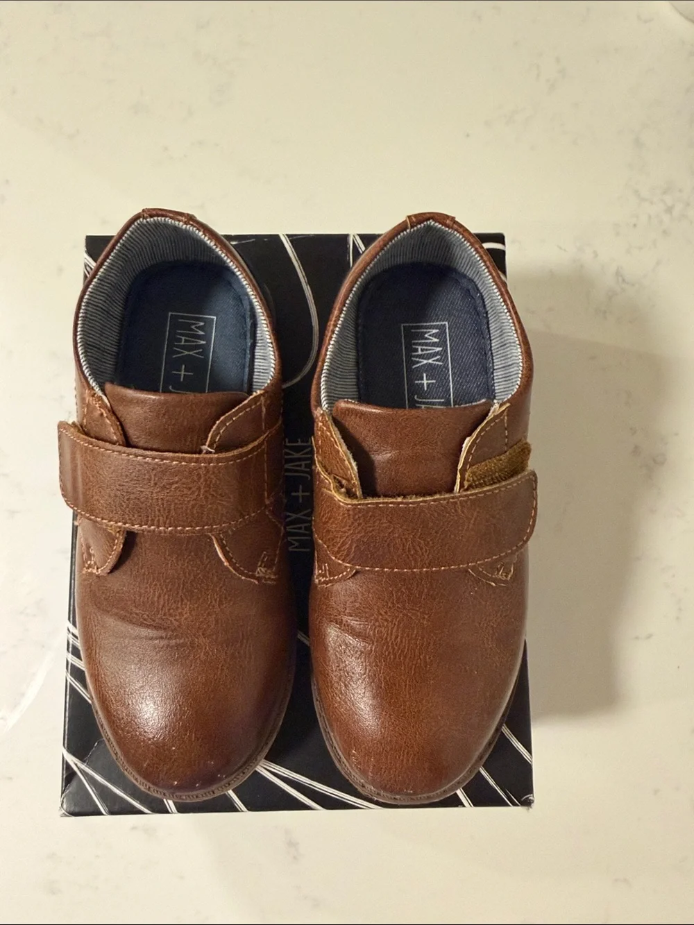 Classic Brown Kids Dress Shoes with Hook-and-Loop Closure